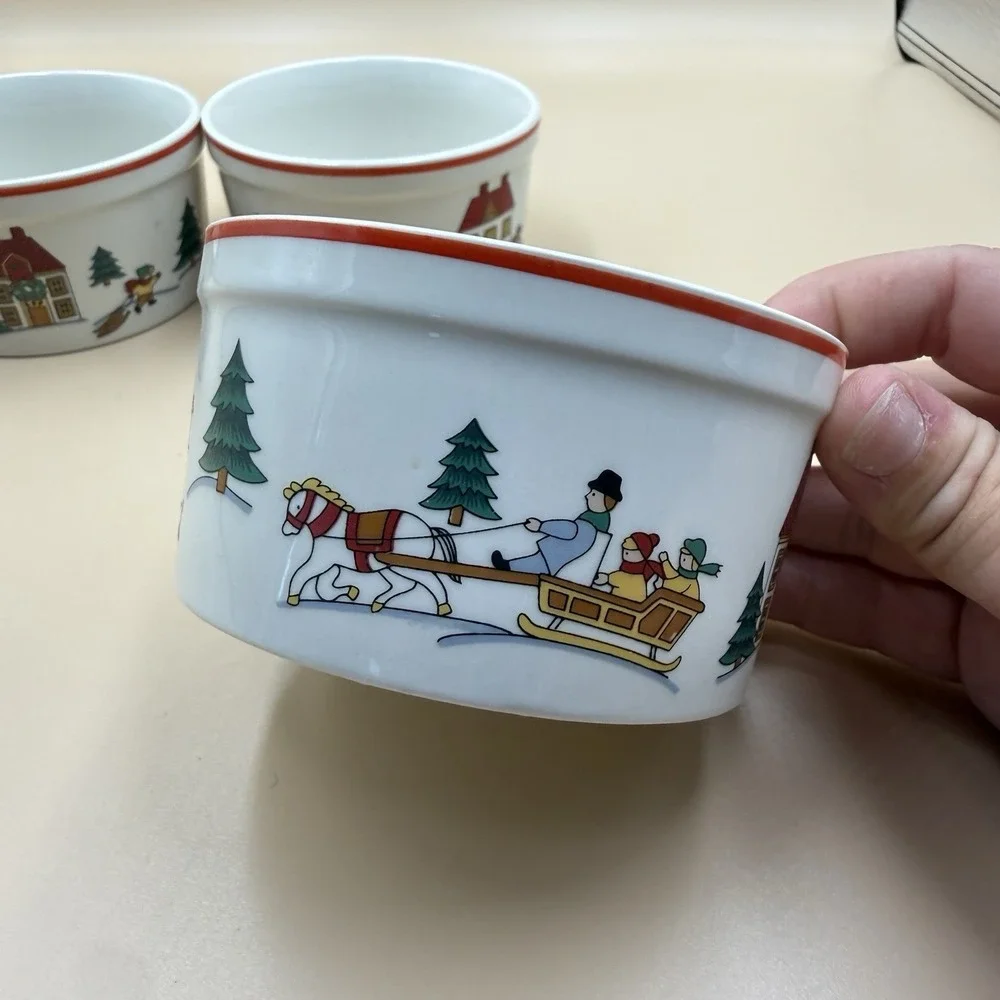 Joy of Christmas 3-Piece Ceramic Ramekin Set 1989 Jamestown China Vintage Retro